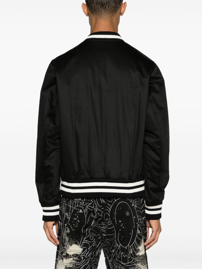 Black Fox Head-patch Bomber Jacket