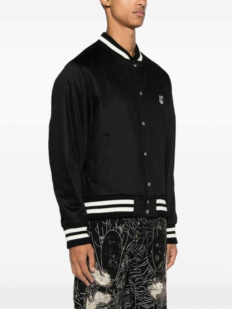 Black Fox Head-patch Bomber Jacket