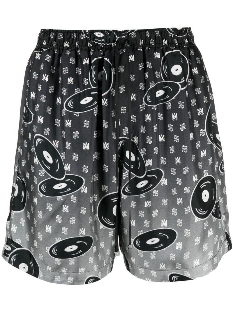 X Browns Black Falling Records Silk Shorts