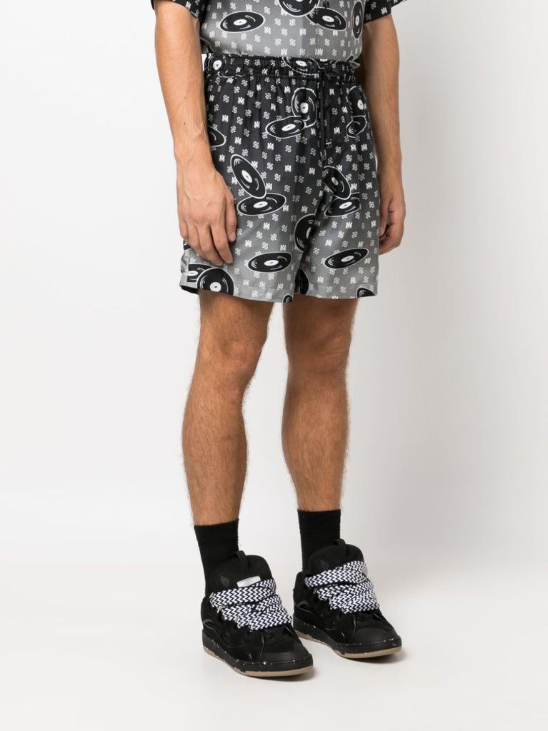 X Browns Black Falling Records Silk Shorts