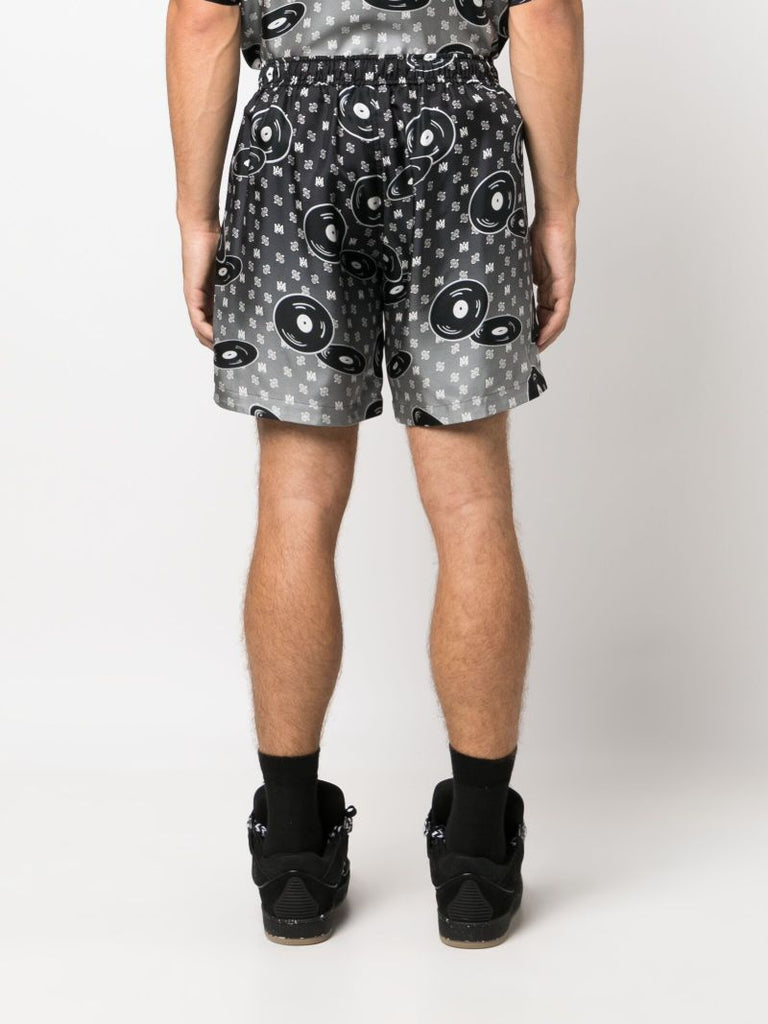 X Browns Black Falling Records Silk Shorts