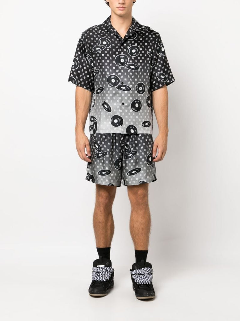 X Browns Black Falling Records Silk Shorts