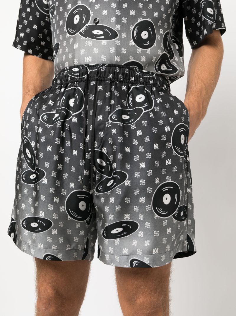 X Browns Black Falling Records Silk Shorts