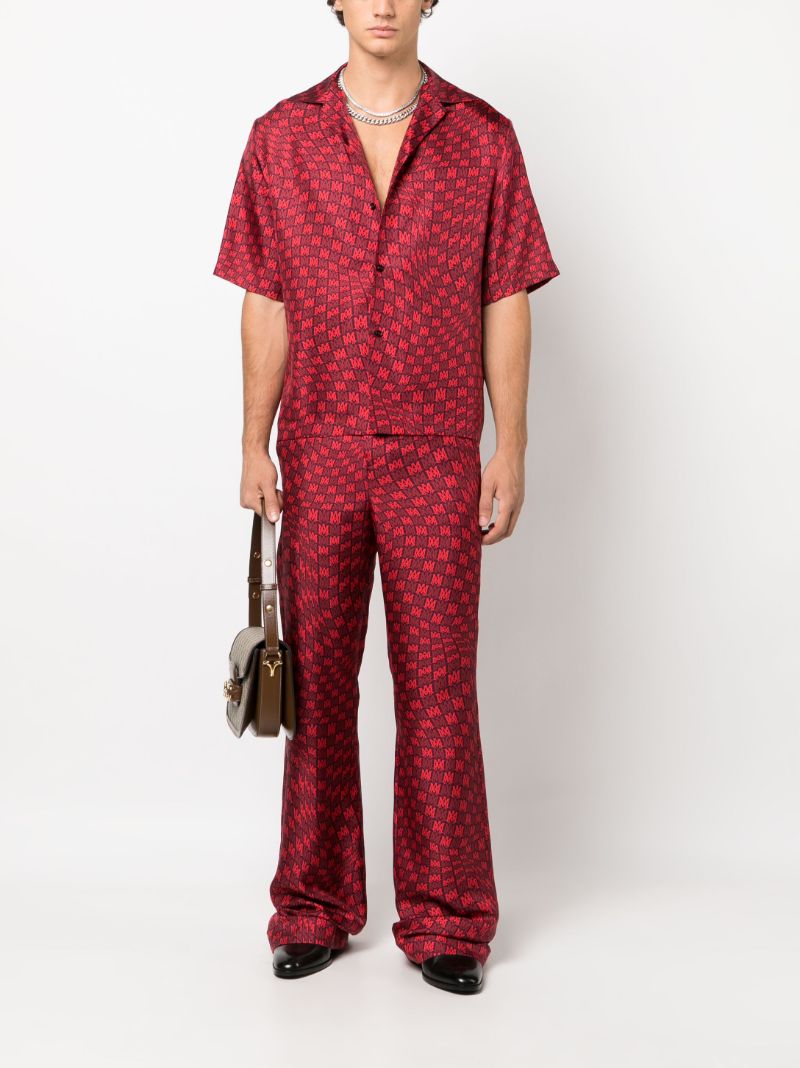 X Browns Red Wavy M.a. Silk Shirt