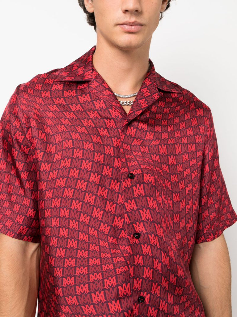 X Browns Red Wavy M.a. Silk Shirt