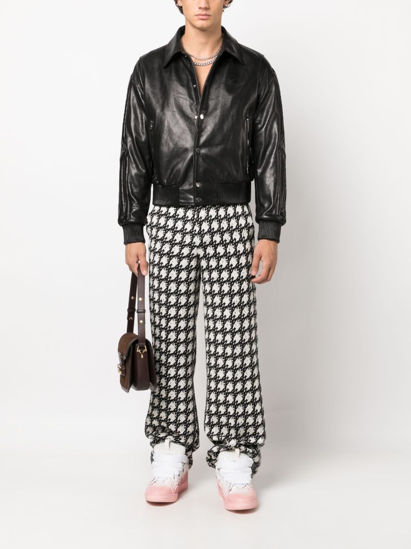 X Browns Black Bones Leather Bomber Jacket