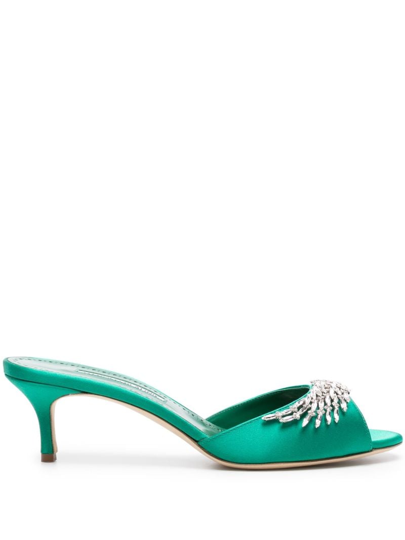 Green Lumada 50mm Satin Mules