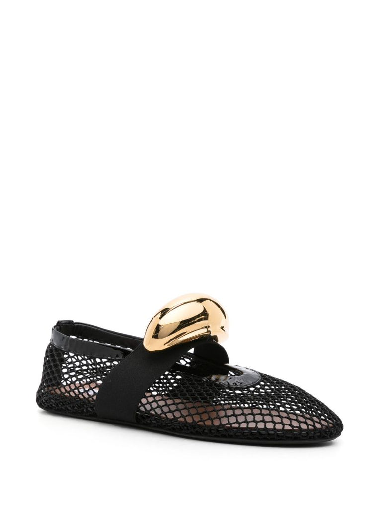 Black Jewel Mesh Ballerina Shoes