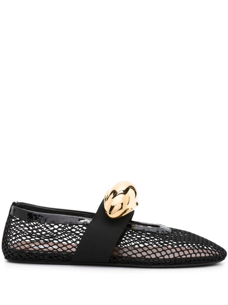 Black Jewel Mesh Ballerina Shoes
