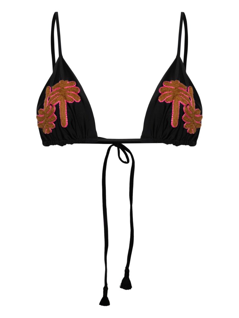 Black Palm Tree Triangle Bikini Top