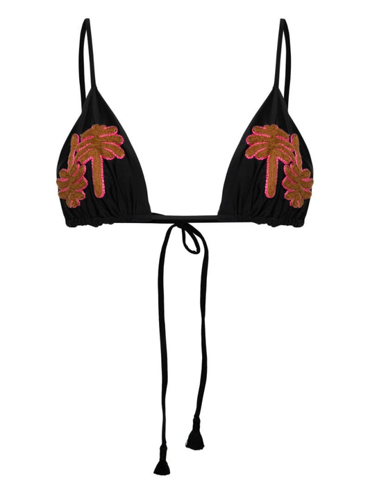 Black Palm Tree Triangle Bikini Top