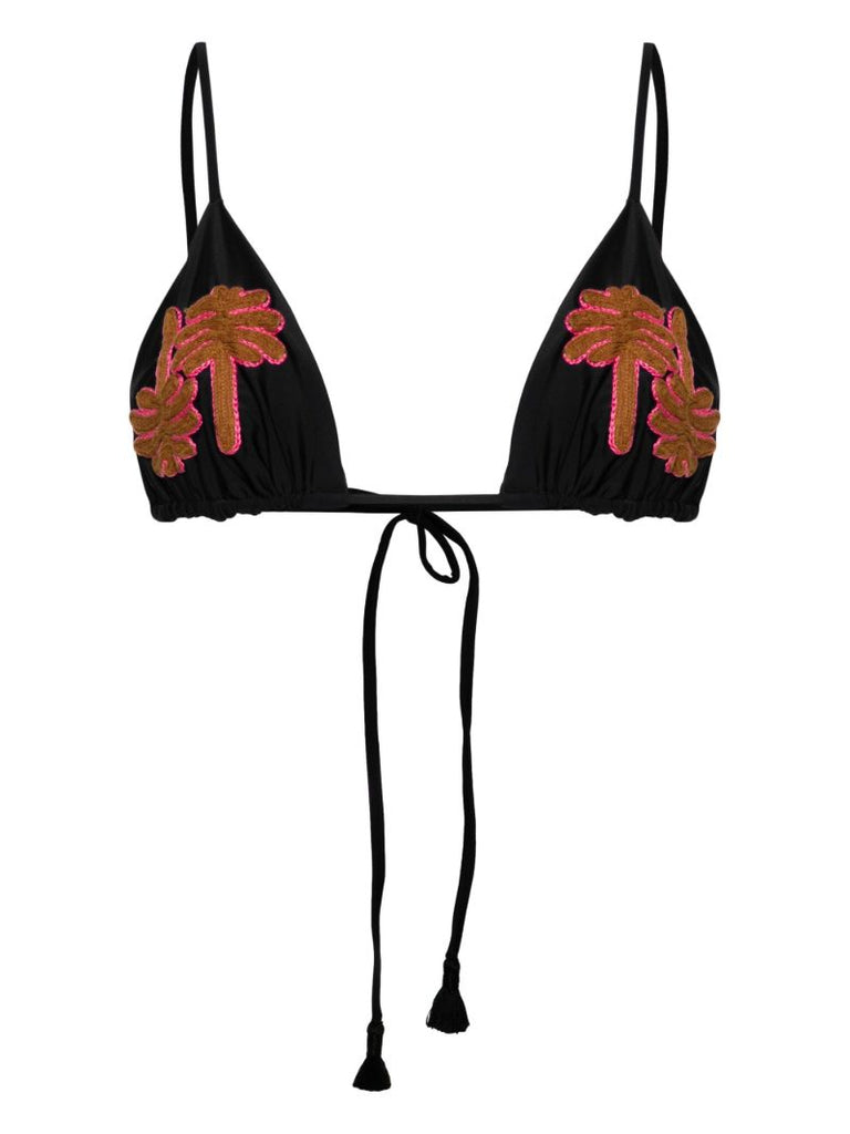 Black Palm Tree Triangle Bikini Top