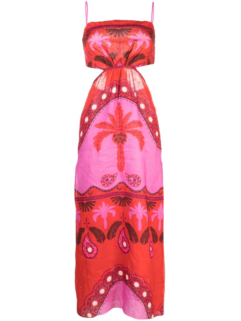 Red Special Wildness Linen Dress