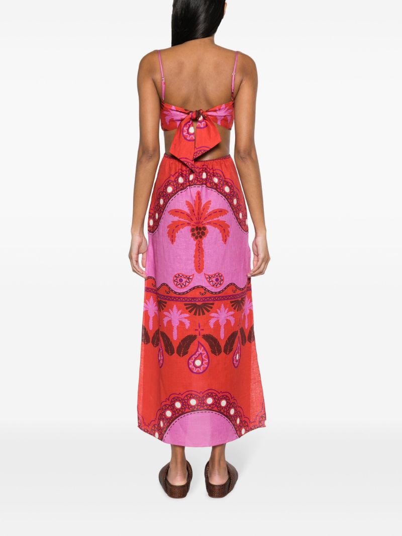 Red Special Wildness Linen Dress