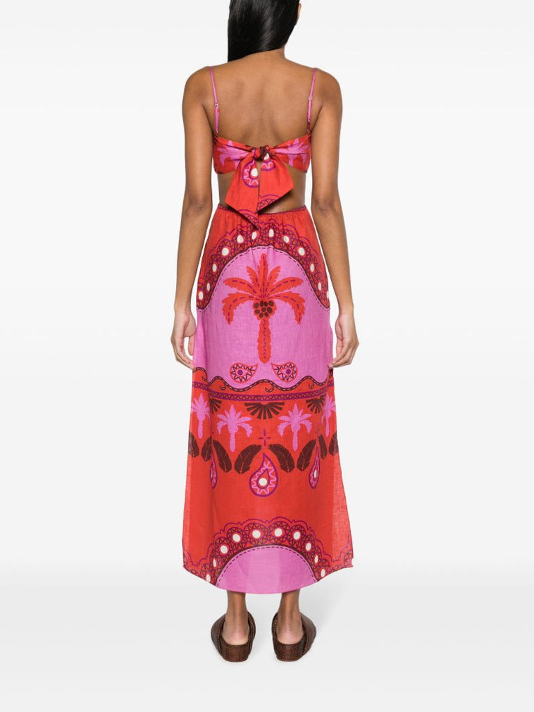 Red Special Wildness Linen Dress