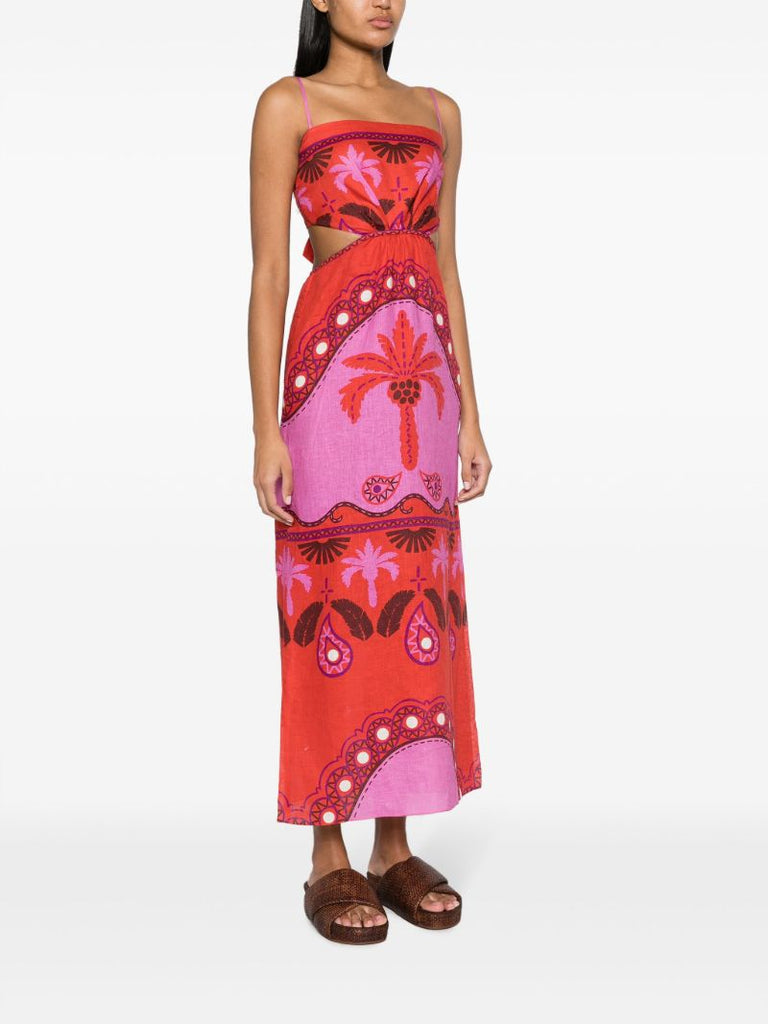 Red Special Wildness Linen Dress