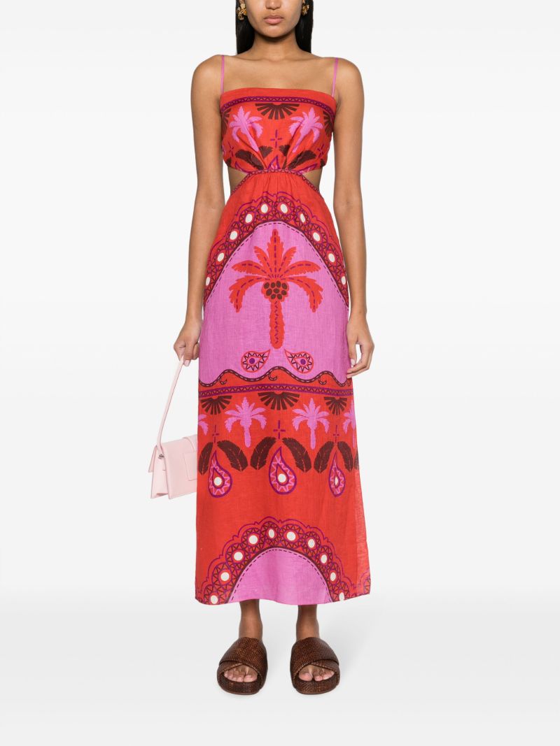 Red Special Wildness Linen Dress