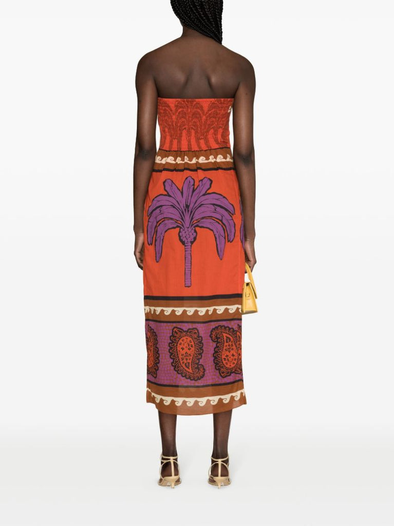 Red East Africa Heart Cotton Midi Dress