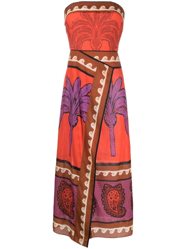 Red East Africa Heart Cotton Midi Dress