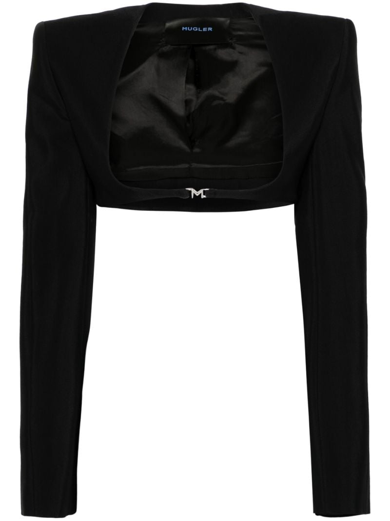 Black Logo-clasp Cropped Jacket