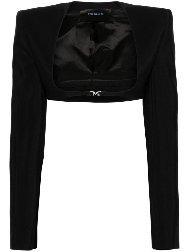 Black Logo-clasp Cropped Jacket
