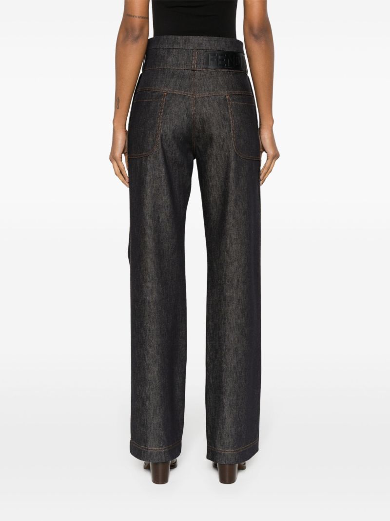 Blue High-waist Straight Jeans
