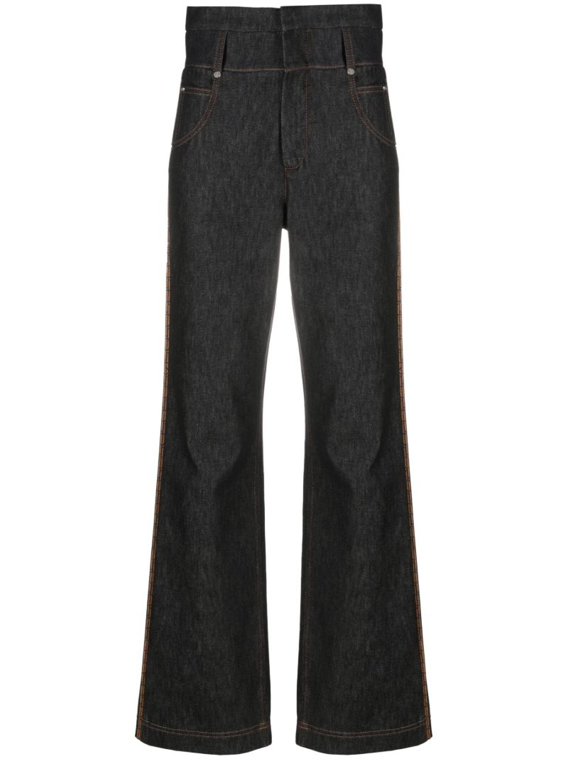 Blue High-waist Straight Jeans