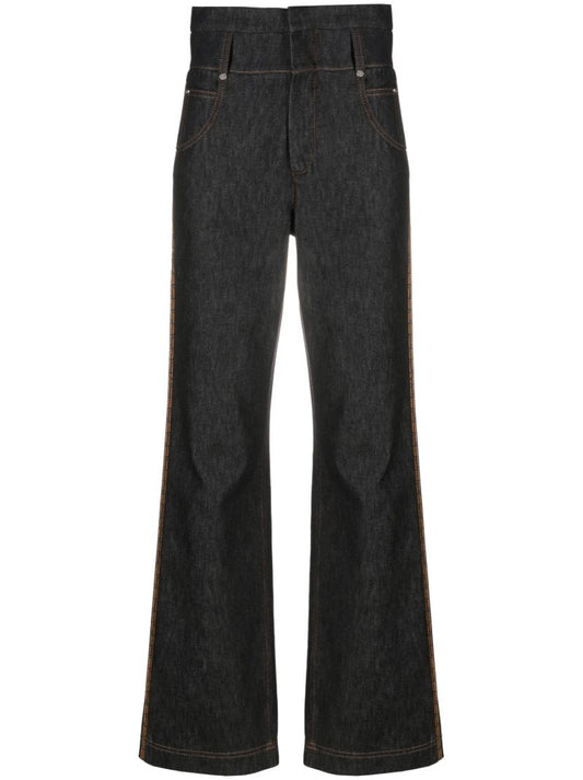 Blue High-waist Straight Jeans