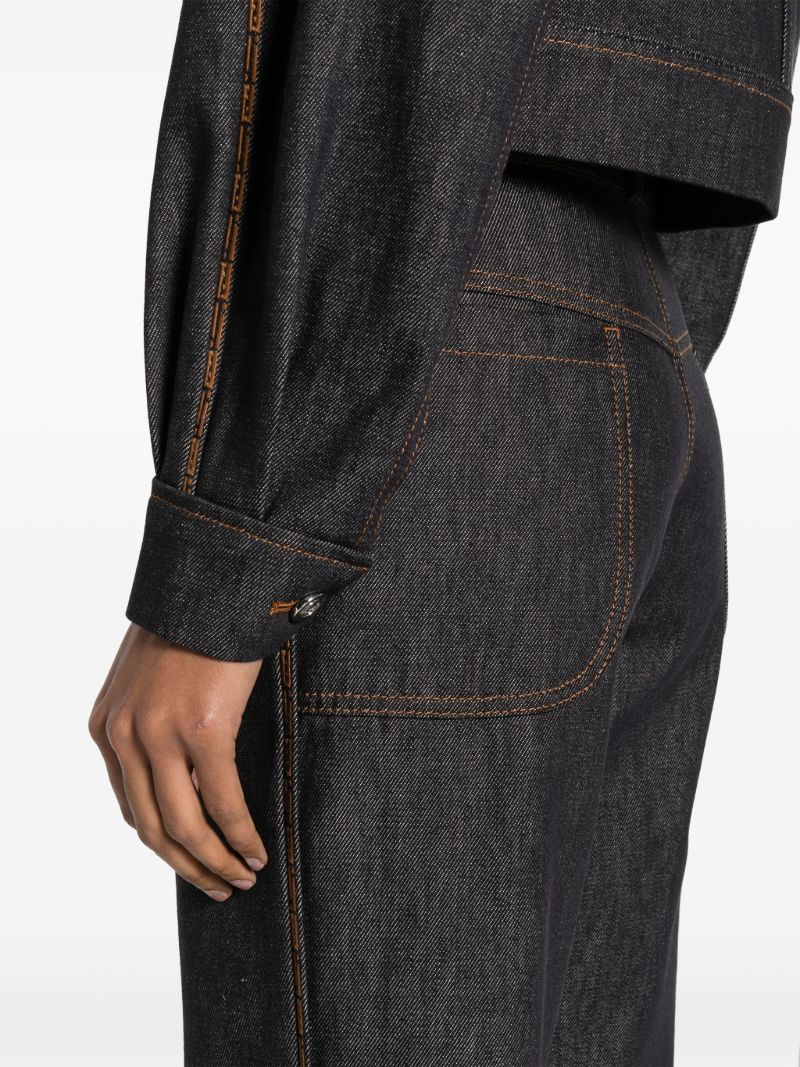 Blue High-waist Straight Jeans