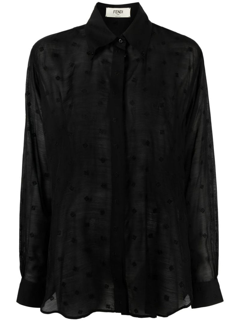 Black Monogram Embroidered Shirt