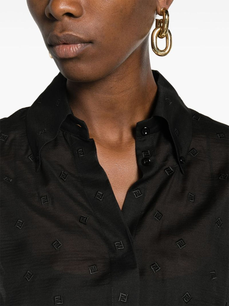 Black Monogram Embroidered Shirt
