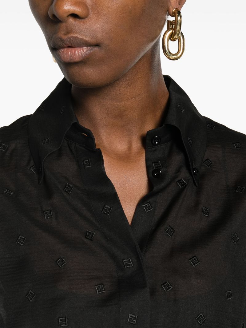 Black Monogram Embroidered Shirt