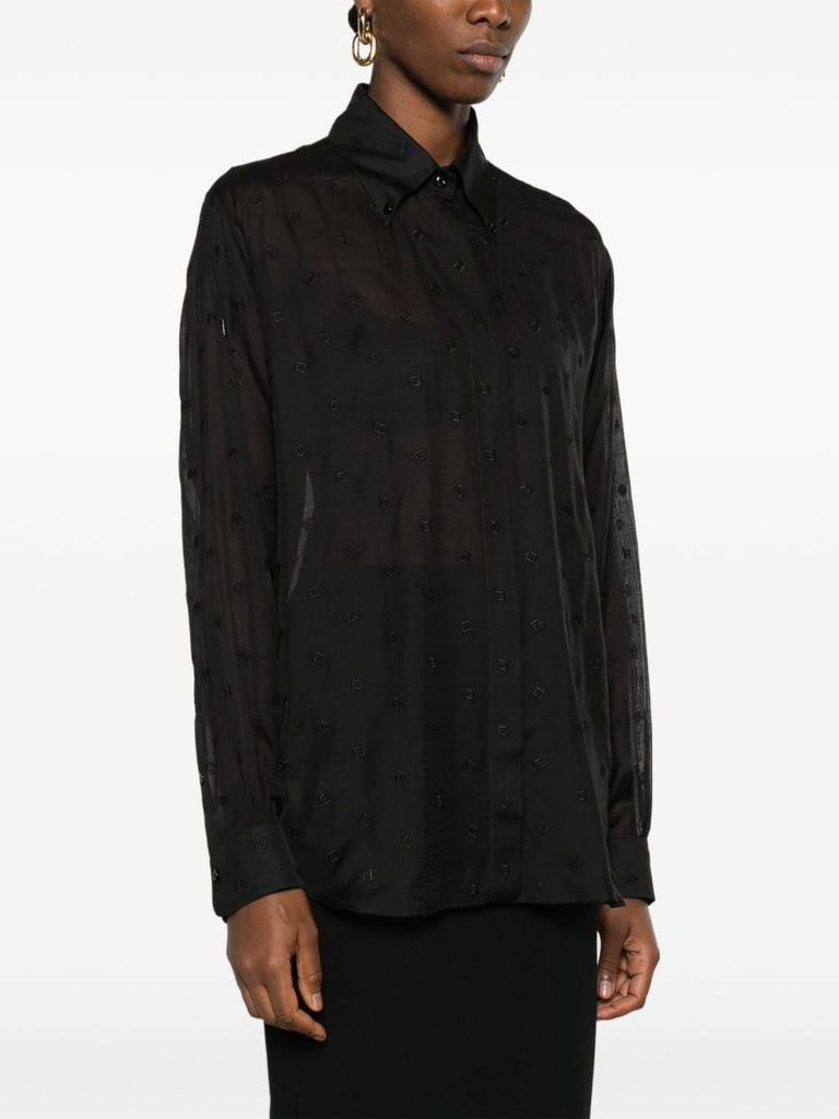 Black Monogram Embroidered Shirt