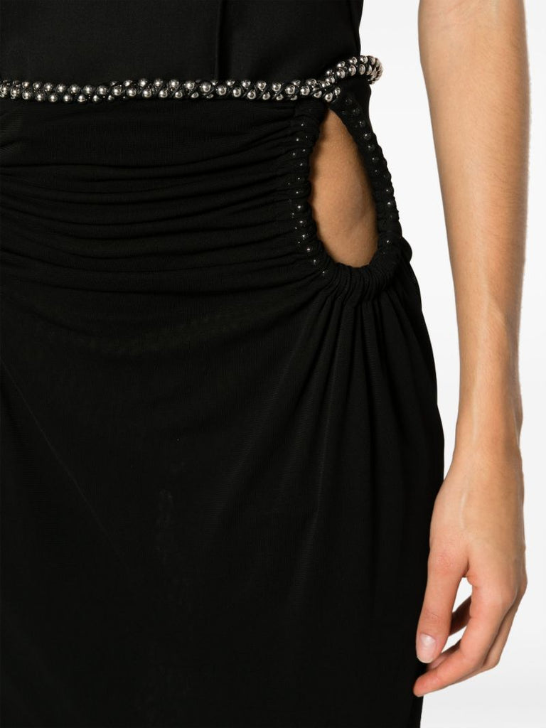 Black Barball Rope Midi Skirt