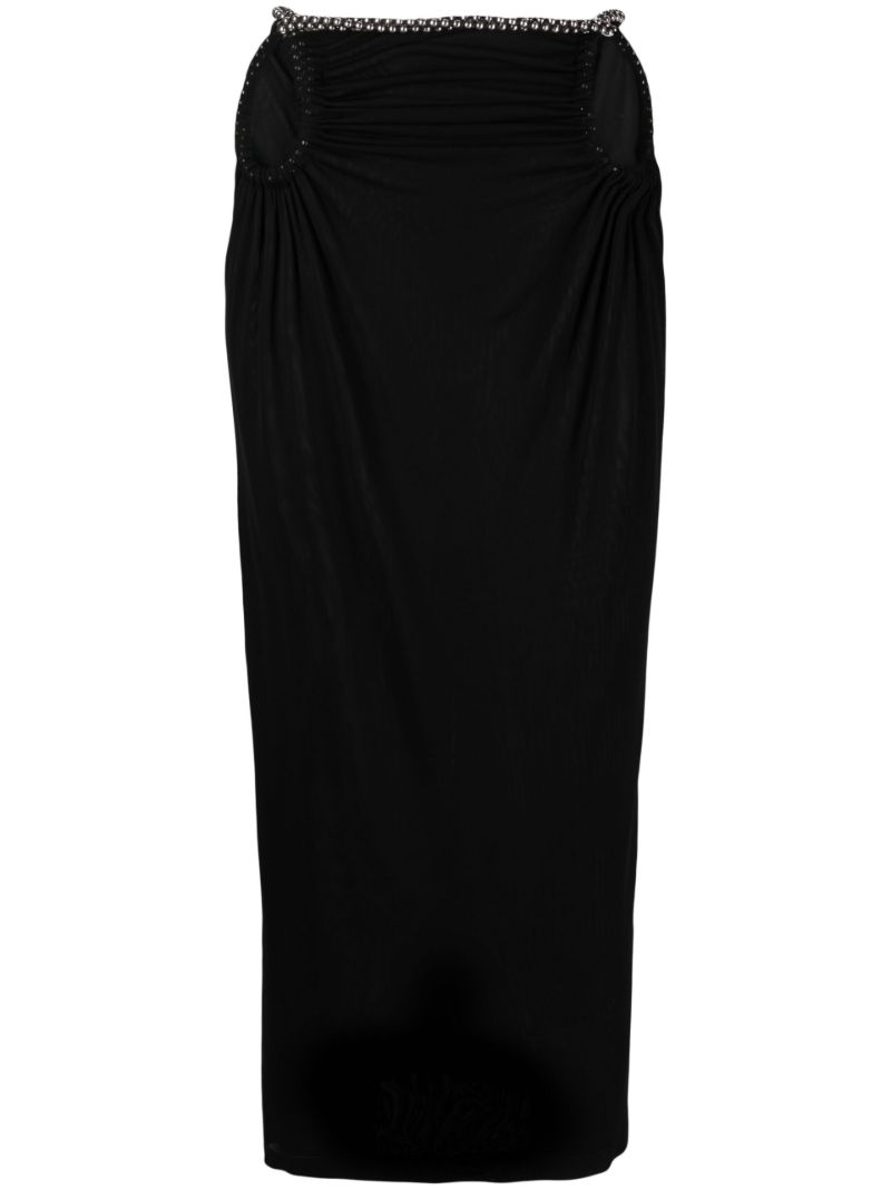 Black Barball Rope Midi Skirt