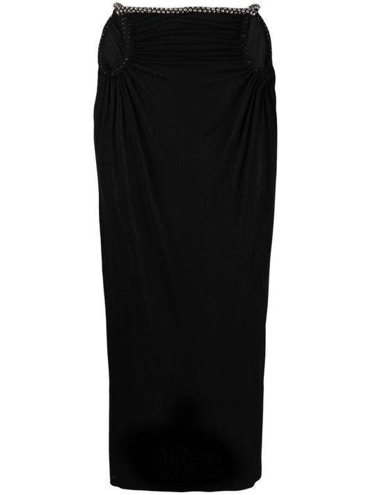Black Barball Rope Midi Skirt