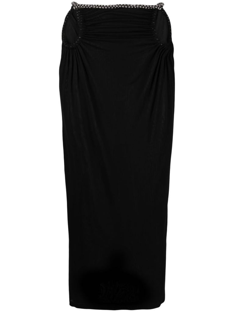 Black Barball Rope Midi Skirt