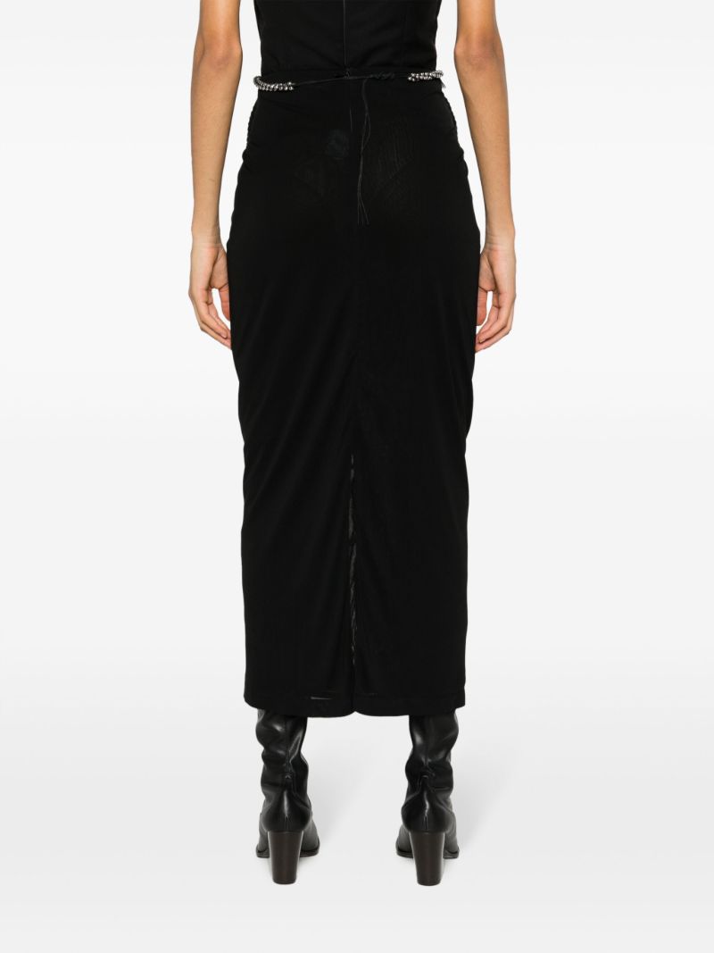 Black Barball Rope Midi Skirt