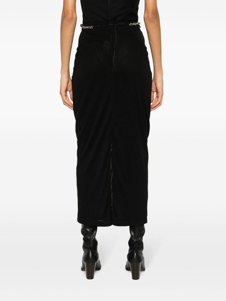 Black Barball Rope Midi Skirt