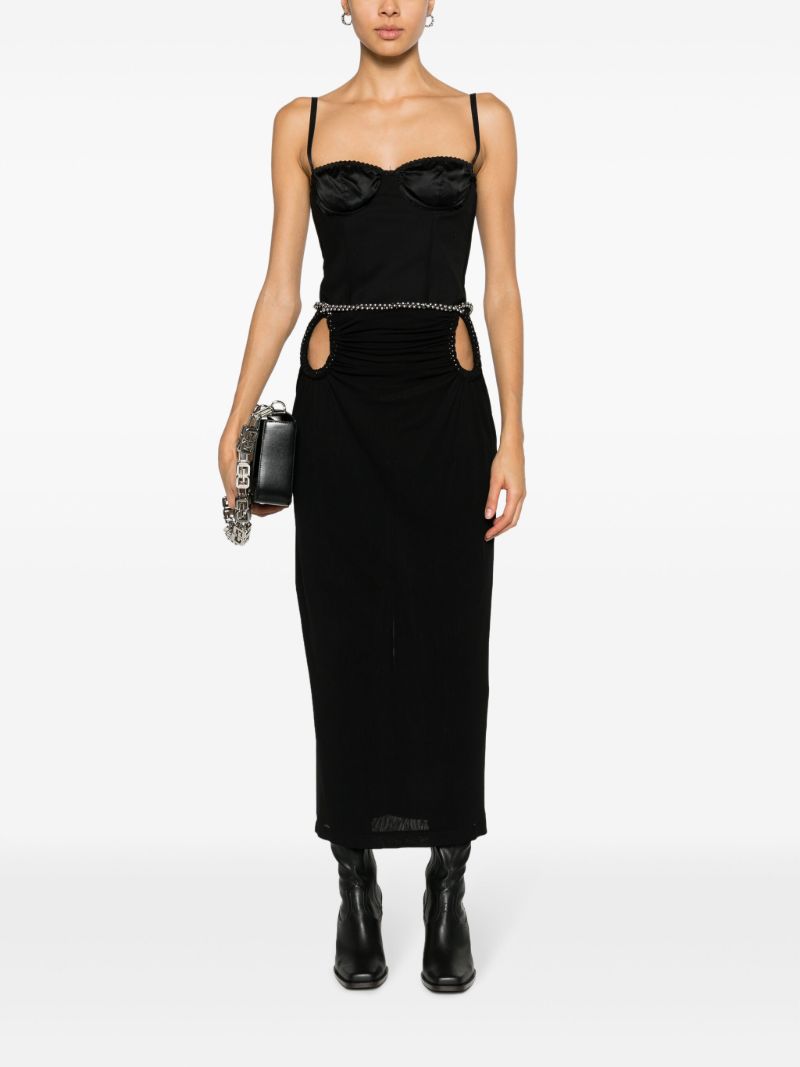 Black Barball Rope Midi Skirt