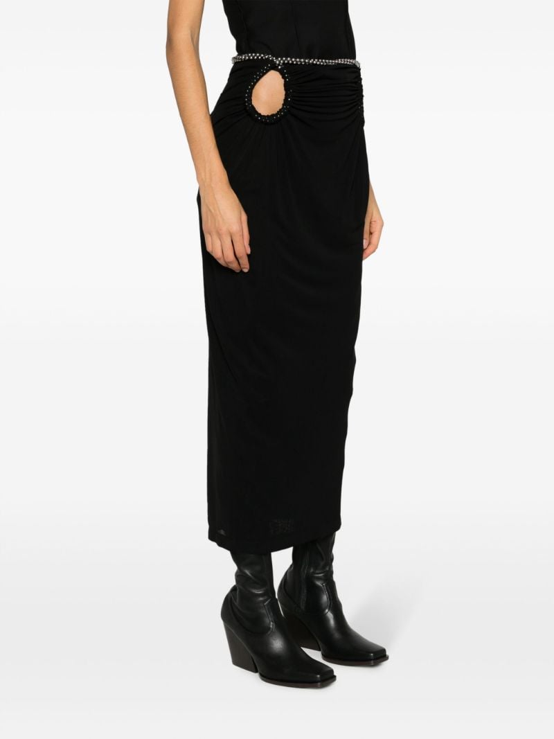 Black Barball Rope Midi Skirt
