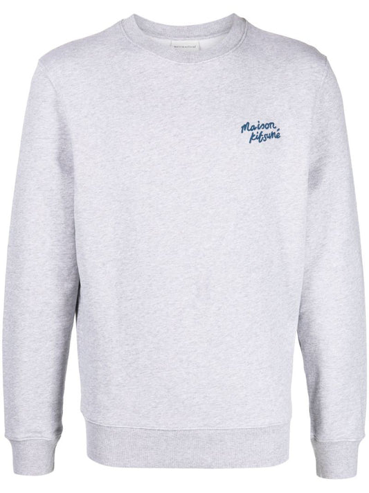 Grey Logo-embroidered Cotton Sweatshirt