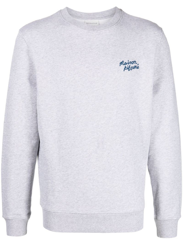 Grey Logo-embroidered Cotton Sweatshirt