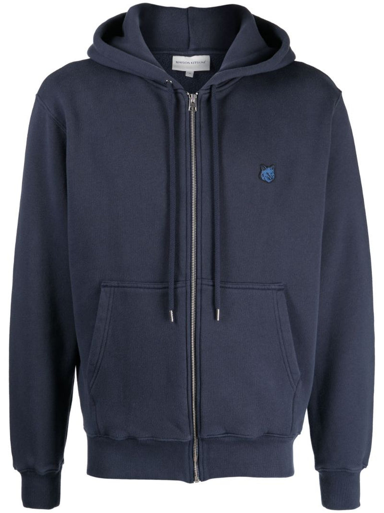 Blue Logo Patch Zipped Hoodie