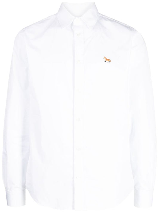 White Logo-embroidered Cotton Shirt