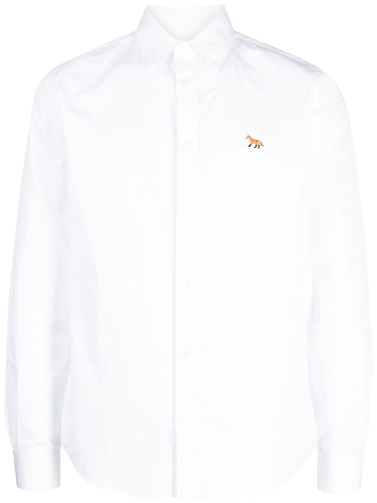 White Logo-embroidered Cotton Shirt