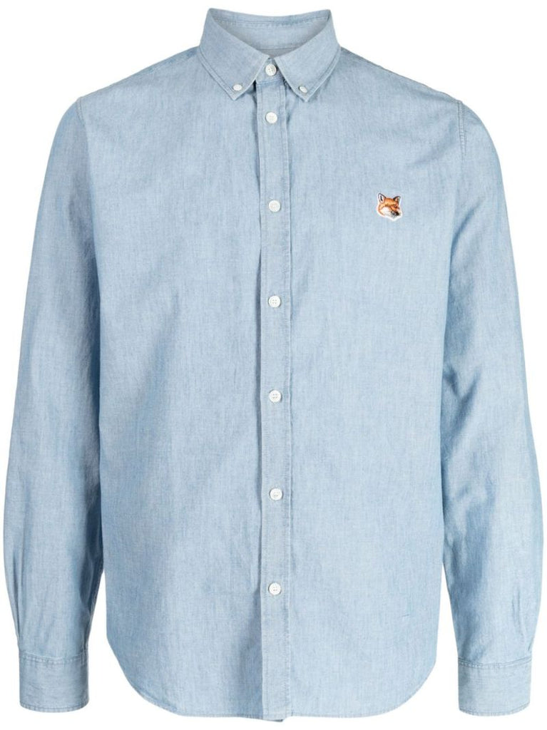 Blue Fox Head-patch Cotton Shirt