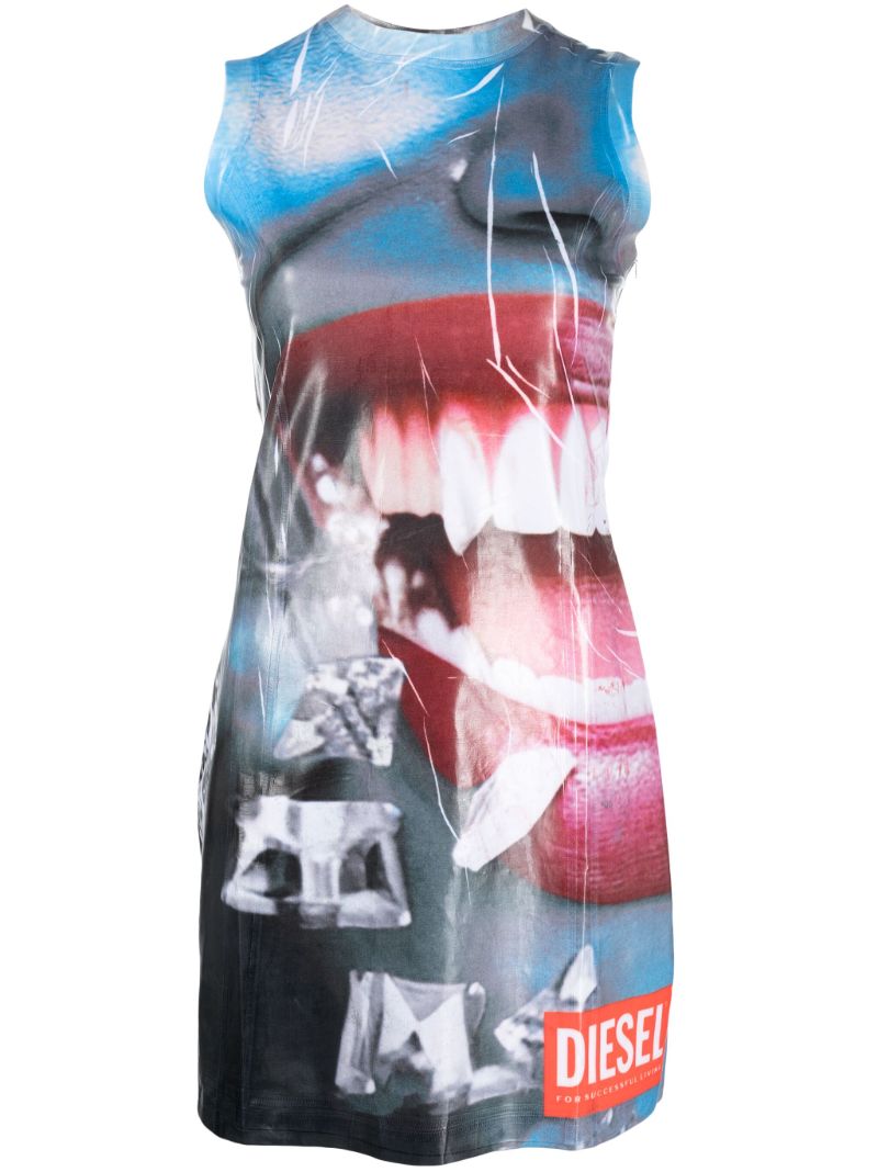 Multicolour Face-print Mini Dress