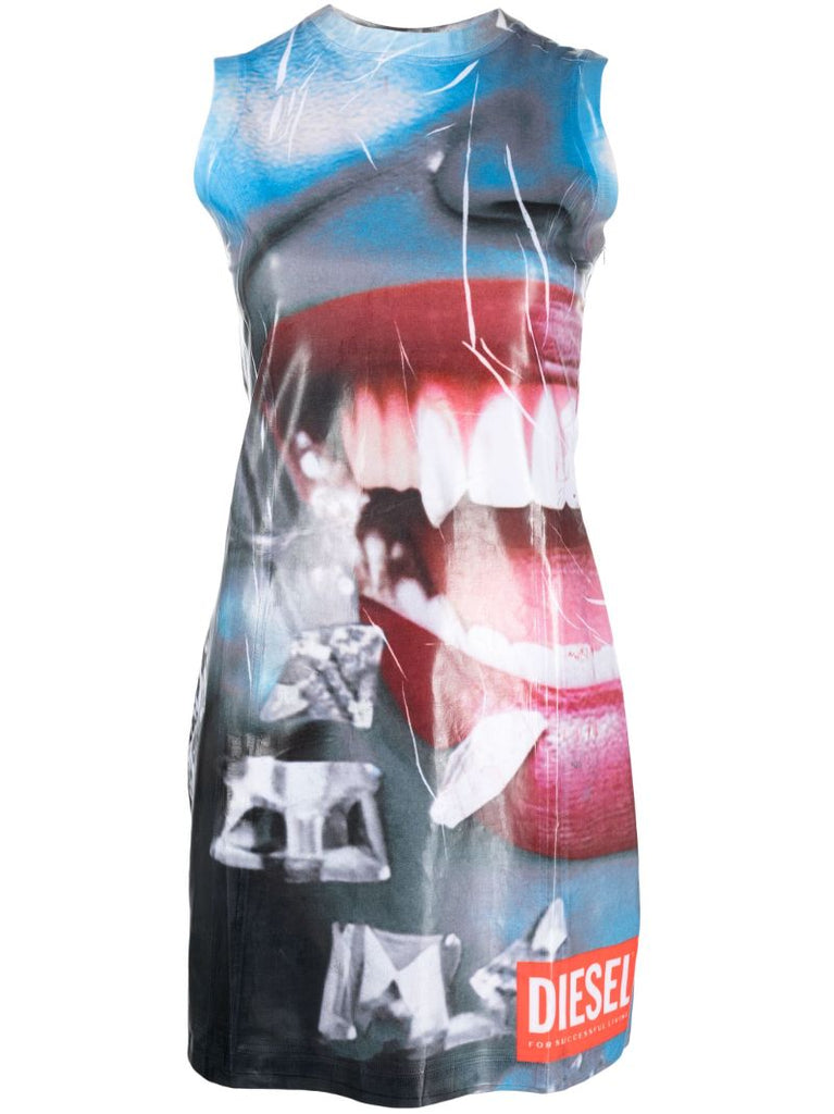 Multicolour Face-print Mini Dress