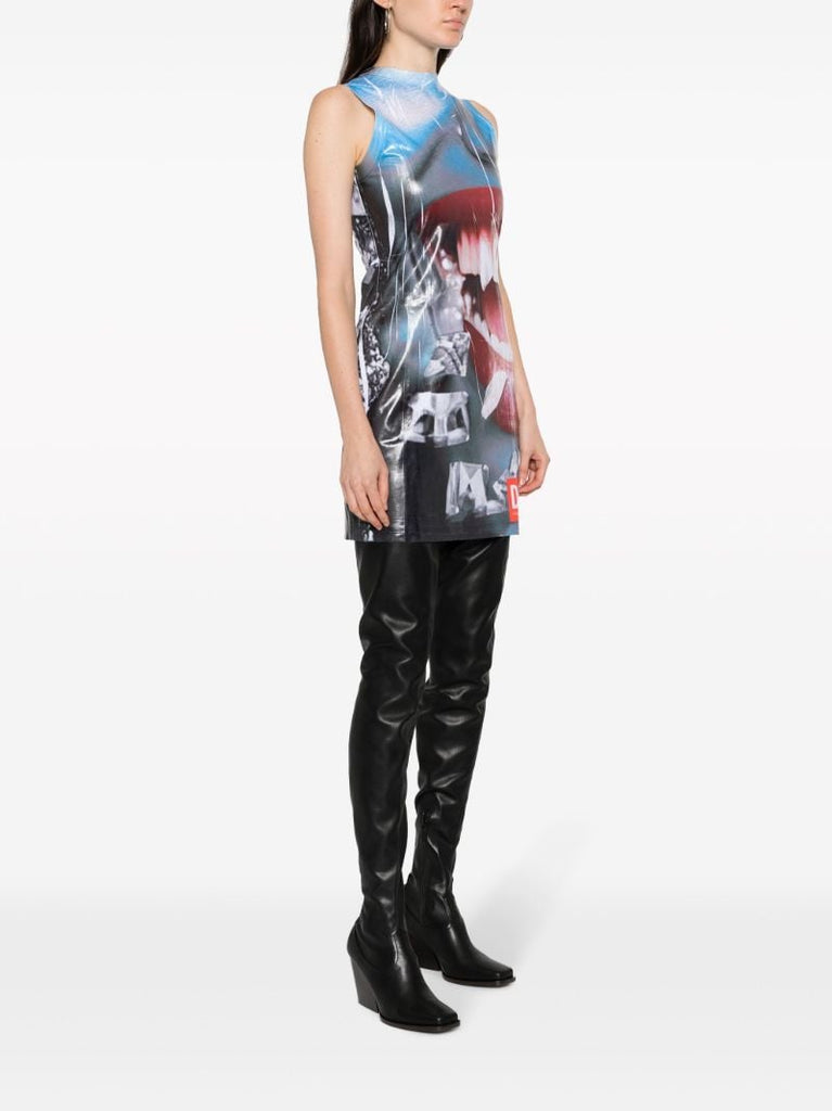 Multicolour Face-print Mini Dress
